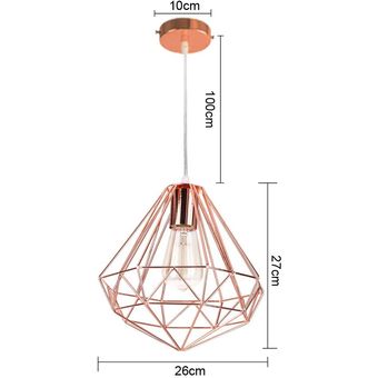 Lámpara de Techo Diamante Lámpara de Colgante Ø26cm E27 Oro Rosa 