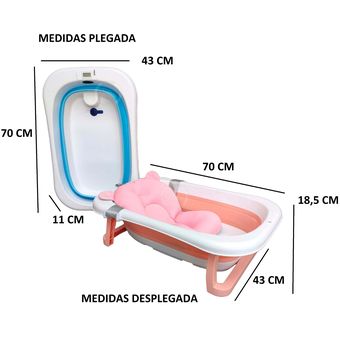 Bañera para Bebe Plegable Portatil con Termometro y Cojin Rosa