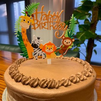 1 Uds Feliz cumpleaños Animal de la selva de la torta decoraciones para fiesta 