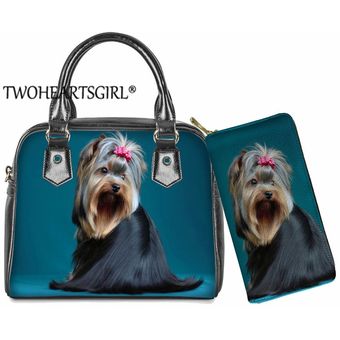 de Yorkshire Terrier Bolsa de hombro de las mujeres-Manejar bolsas Casual bolsas #YY2955DL-Z21 bolsos PU bolso de Bolsa Feminina 