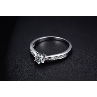 Brillante Cz Circonio 925 Dama De Plata Esterlina Anillo De 