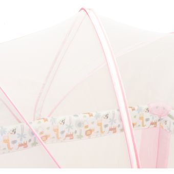 Corralito Viajero Para Bebé Con Mosquitero BC001 - Rosa Con Gris - Aeiou