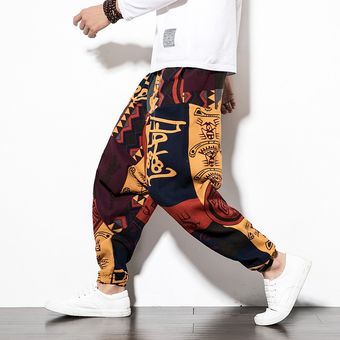 pantalones bombachos de Hip-hop con bolsillo para hombres Pantalones bombachos holgados de algodón para hombres pantalones de Aladdín WT pantalones de pierna ancha informales Vintage para hombres 