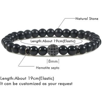 Pulsera Con Cuentas De 6 Mm Charm Pave Cz Crown Ball Cruzada 