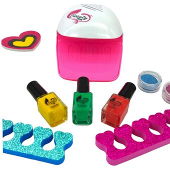 Kit De Uñas De Juguete Para Niñas Lavable Para Cumpleaños Cono Rosa