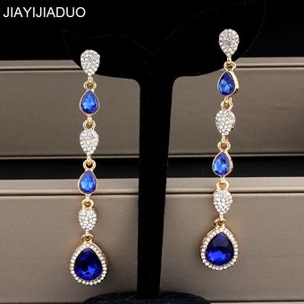 Pendientes De Boda De Cristal De Oro De Lujo Jia Yi Jia De Pendientes De Boda De Cristal De Oro De Lujo Jia Yi Jia De