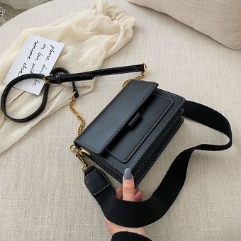 Bolsos de mensajero de piel sintética a la moda para mujer #black paquete pequeño de moda bolsos cruzados con cadena y cadena de Metal style2 