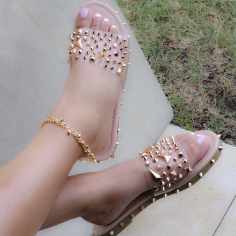 Sandalias de mujer remaches de verano zapatos punk tobillo sandalias 