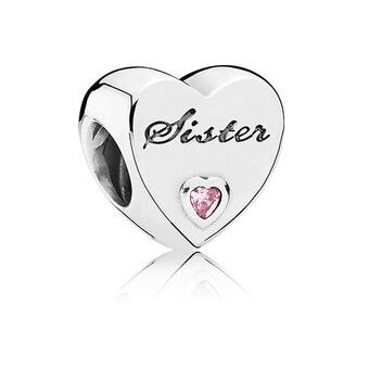 S925 Silver Family Charm Sparkling Mom Heart Charms Esposa 