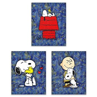 Noche estrellada Snoopy las impresiones de arte cacahuetes. 